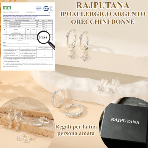 Thumbnail 3 de Rajputana Orecchini Donna Argento 3 Paia – Cerchi in Argento Anallergici