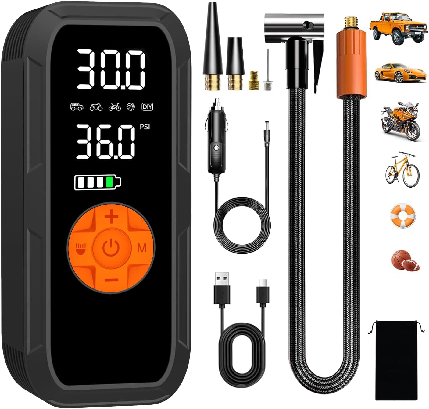 Vulisox Corded Cordless Tyre Inflator 6000 mAh