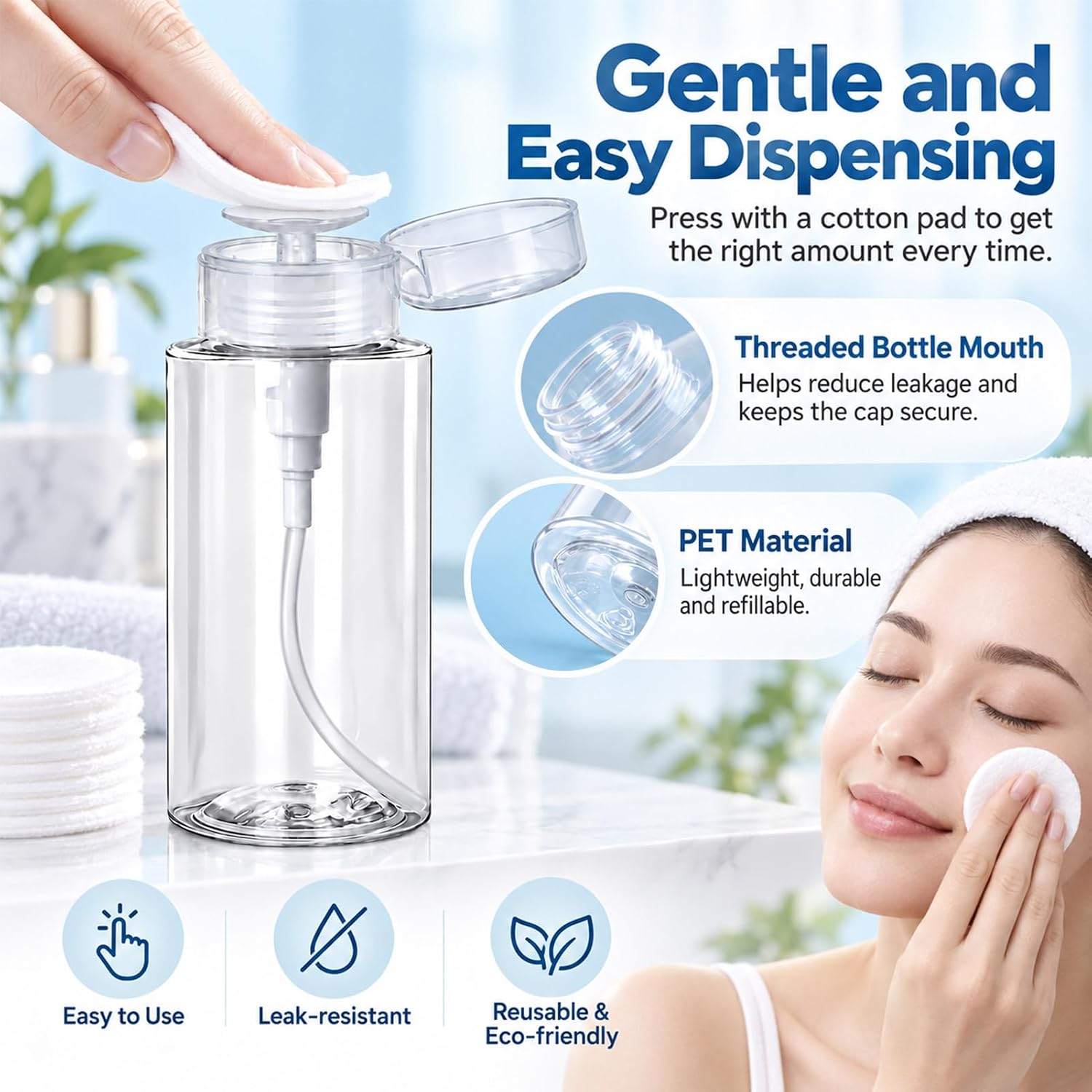 Detalle de Orrdiffi 300ml Nail Polish Remover Pump Dispenser (2 Pack) – Clear, Reusable