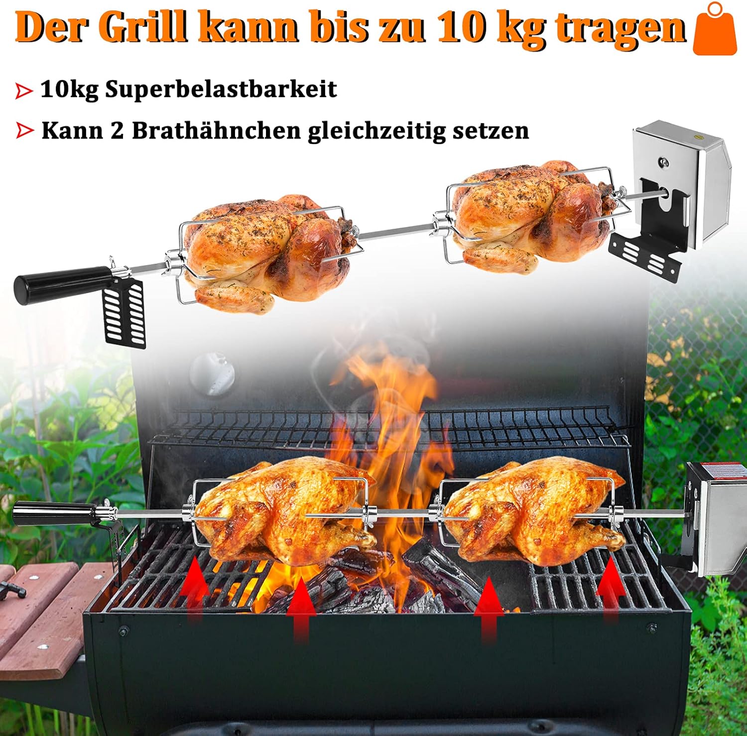 Thumbnail 3 de Set spiedi elettrici ACXIN in acciaio inox con spiedo girevole (107 cm, motore) e 2 forchette