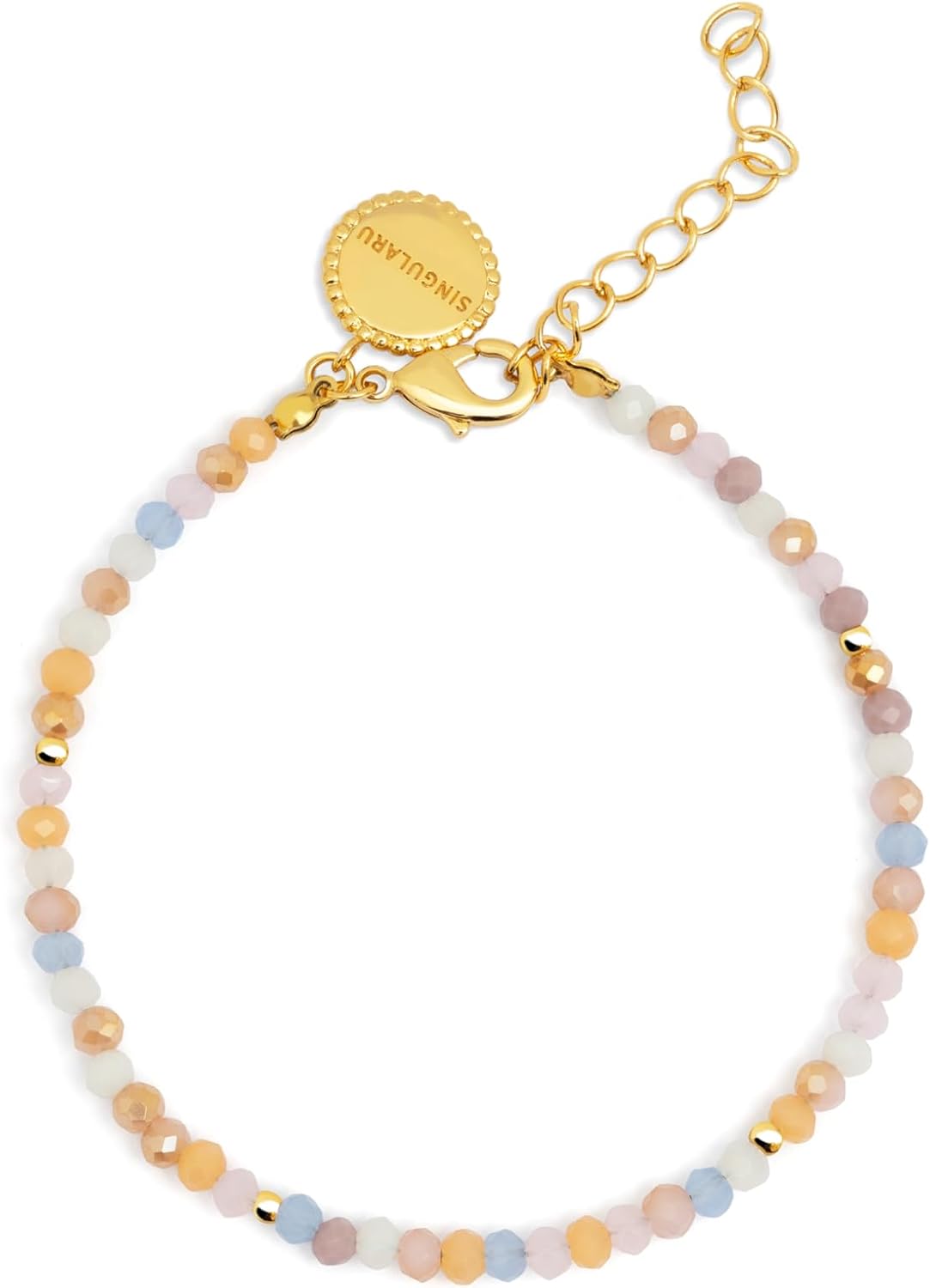SINGULARU Bracciale Daphne: acciaio placcato oro 18KT con cristalli colorati, 16 cm + 3 cm