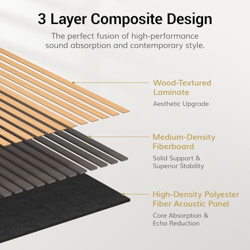 Detalle de TONOR Wood Wall Panels, 4-Pack, 120 x 60 cm, Wood Veneer