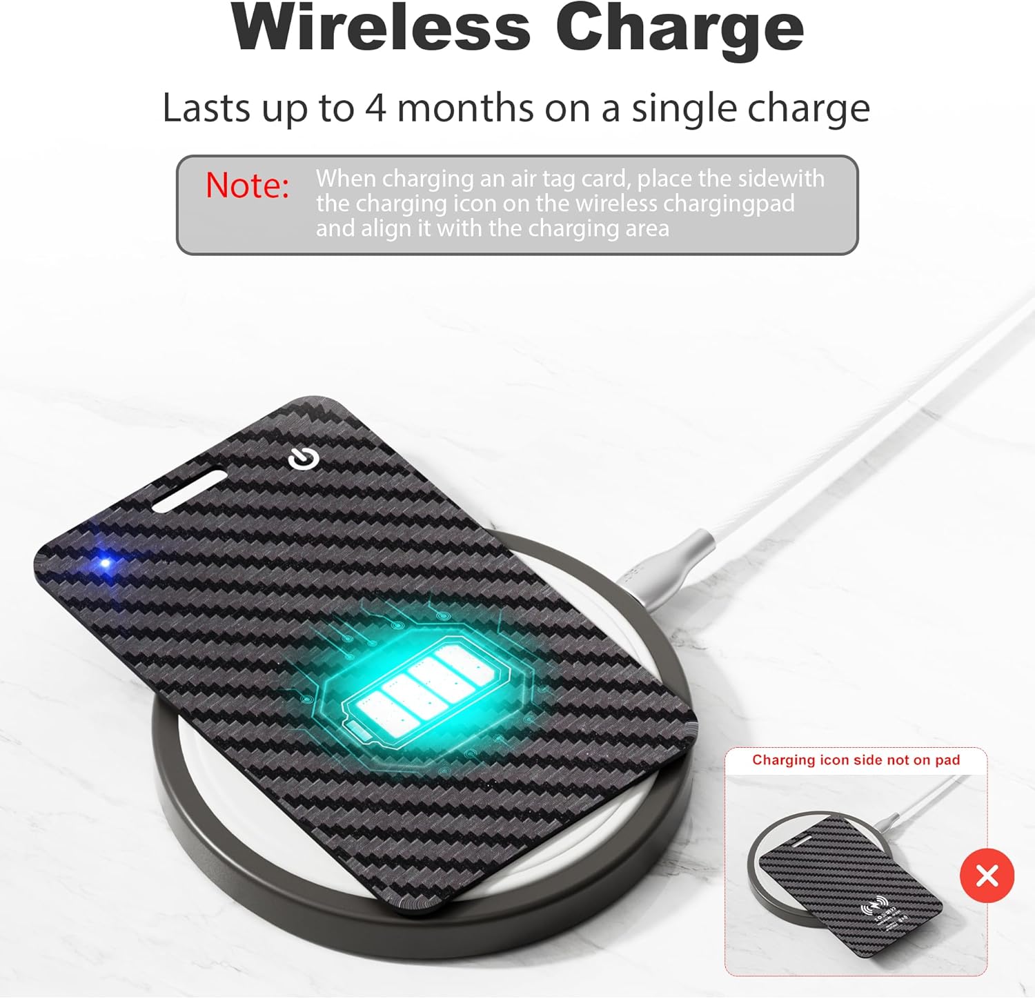 Thumbnail 1 de [Apple MFi Certified] Wallet Tracker Card with Apple Find My (iOS Only) — Rechargeable Air Tracker for Wallet, Keys & More, Black