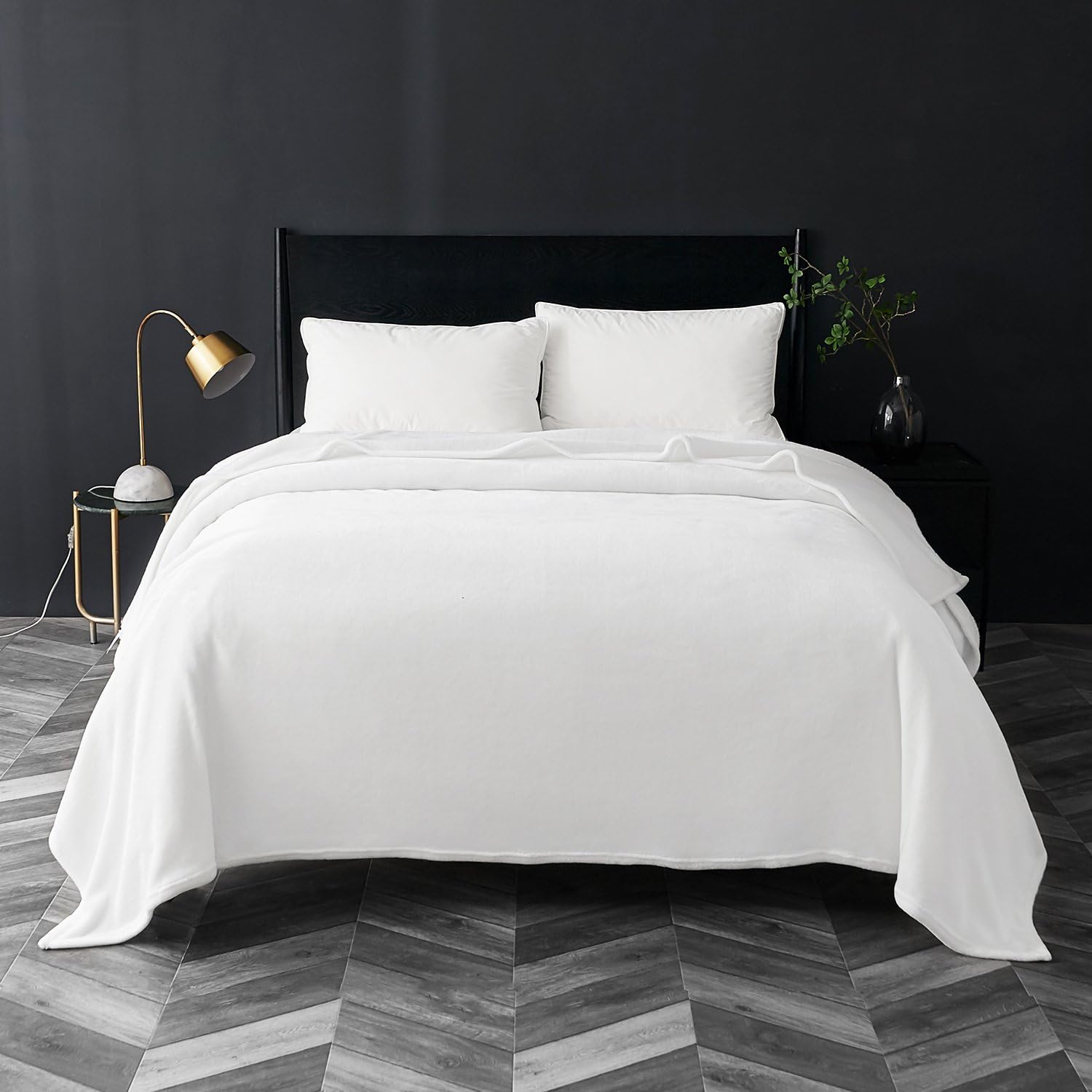 Detalle de Bedsure GentleSoft Queen Fleece Blanket, White, Lightweight Microfiber, 90 x 90 Inches