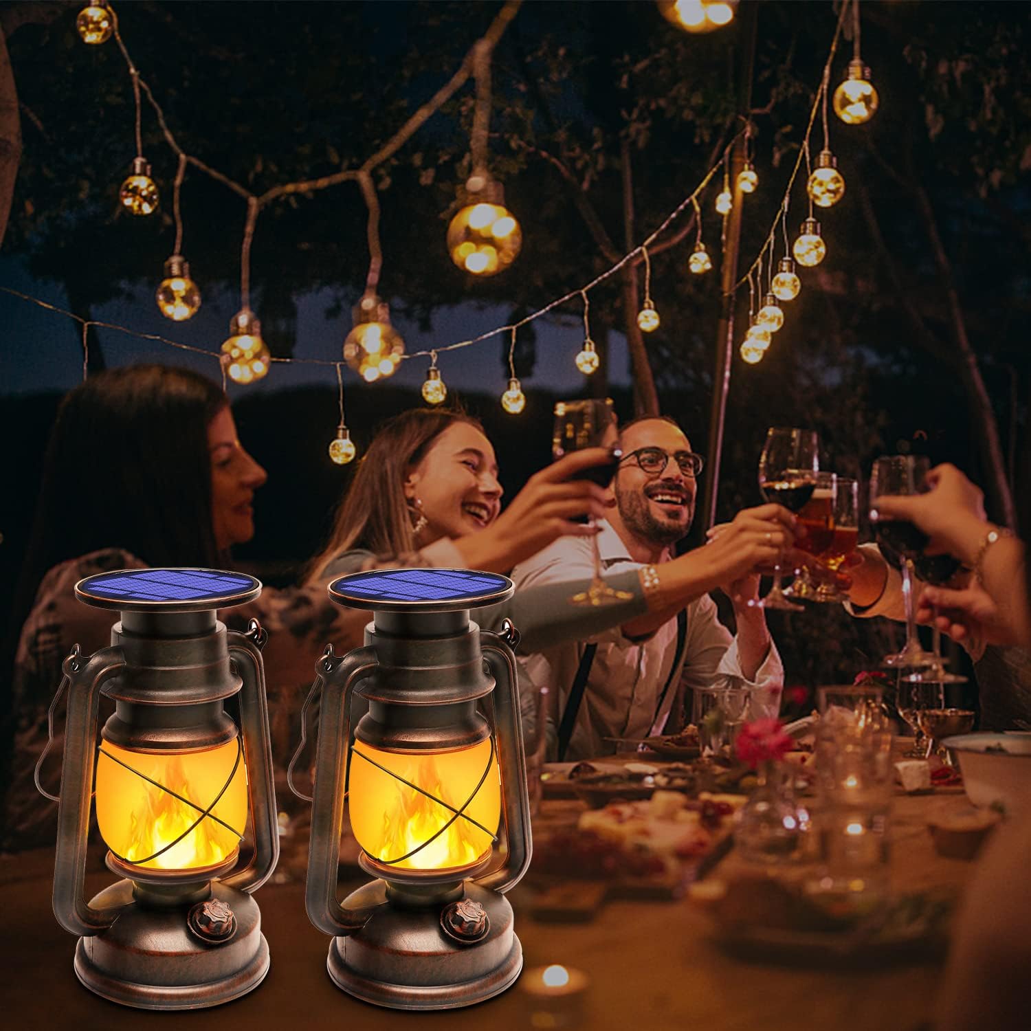 Thumbnail 5 de KINGLEAD Lanterna Solare da Esterno Vintage con Effetto Fiamme, 2 Pezzi (IP65)