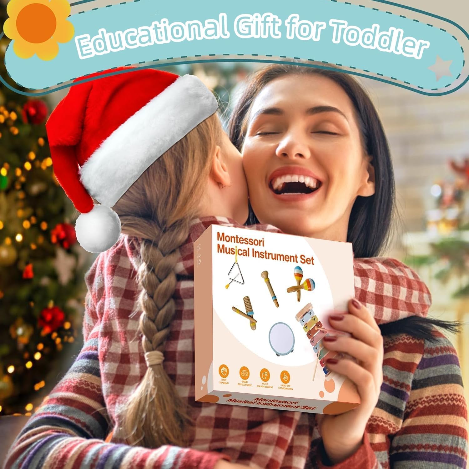 Thumbnail 6 de Kids Musical Instruments: 6-in-1 Montessori Wooden Percussion Set for Toddlers (12–18M+), Boho xylophone, drums and more