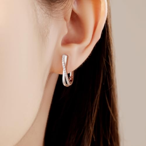 Detalle de Pendientes aro de plata 925 CYMYSS para mujer – aro hipoalergénico de 20 mm y 4 mm de grosor