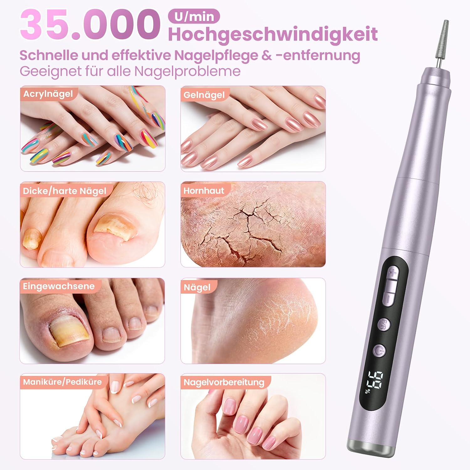 Thumbnail 6 de AOMEES Nagelfräser kabellos 35.000 U/min