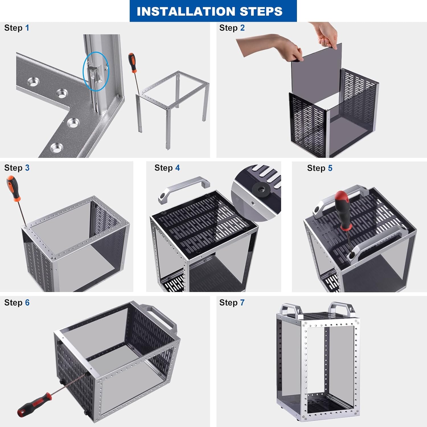 Thumbnail 6 de GeeekPi DeskPi RackMate TT Mini Server Cabinet (Silver) with 2x 0.5U rack shelves