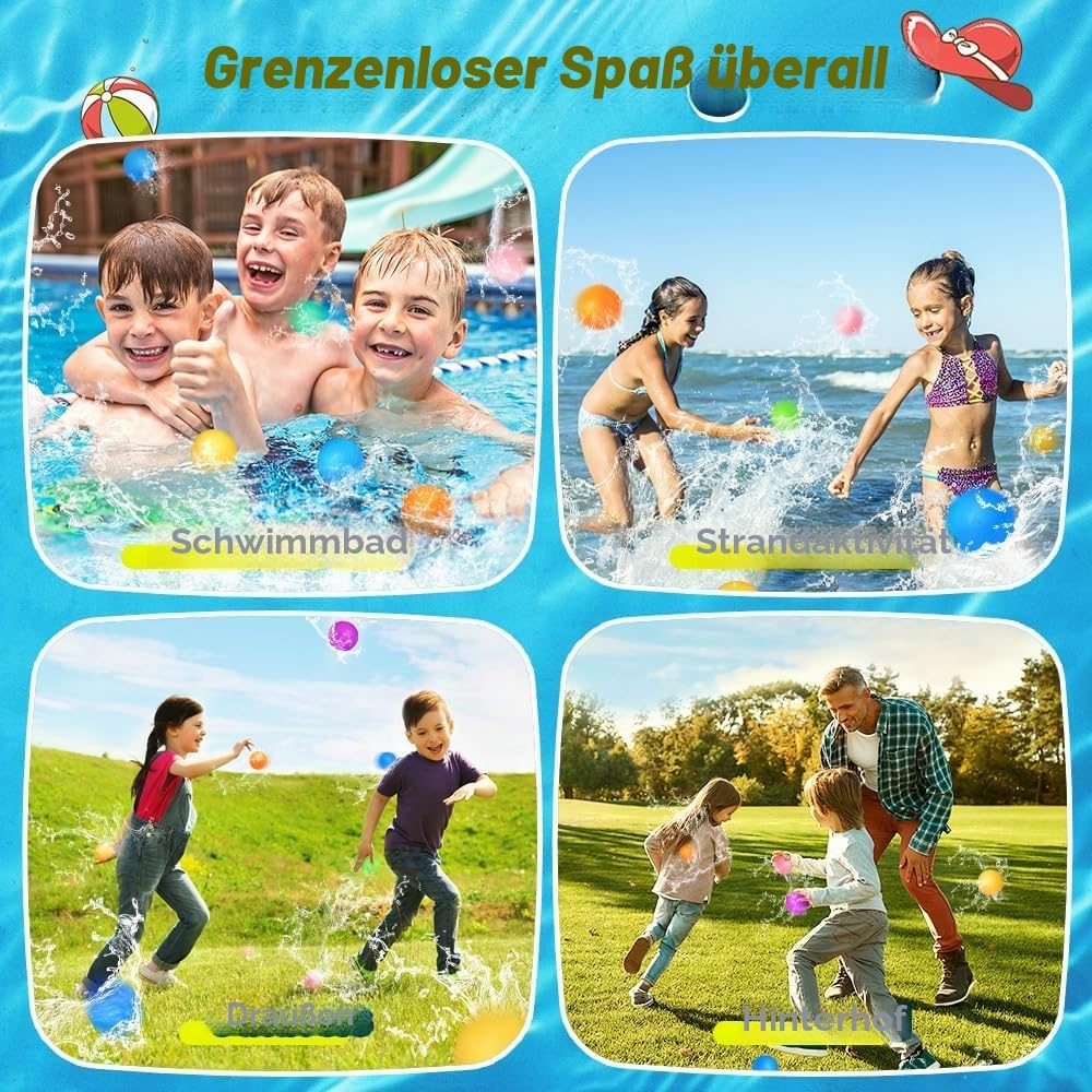 Detalle de Wasserbomben Wiederverwendbar aus Silikon – magnetische Selbstverschluss-Wasserbomben, 8 Stück