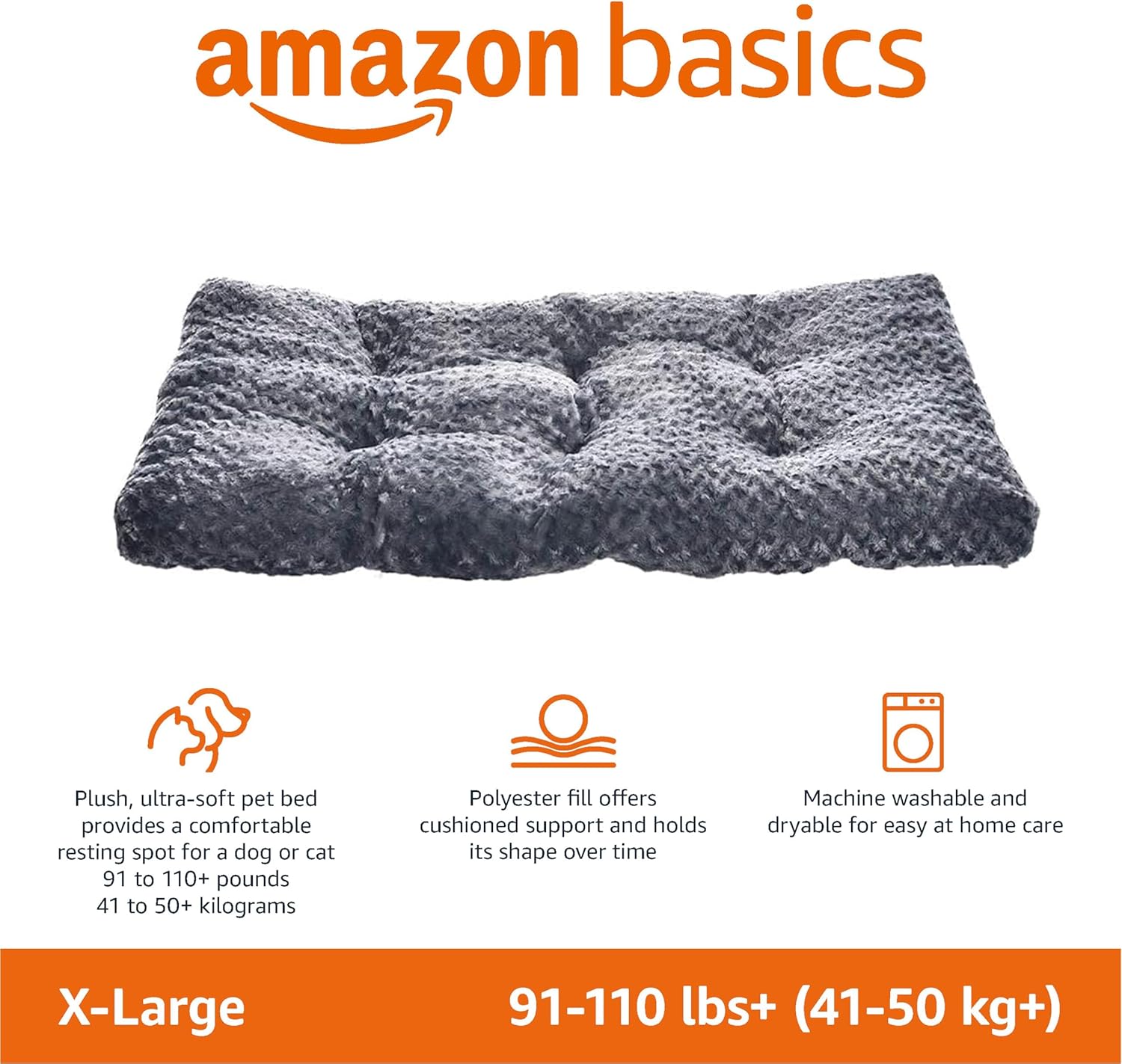 Detalle de Amazon Basics Materassino lavabile per animali domestici con motivo a spirale – grigio, 117 x 74 x 10 cm
