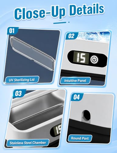 Thumbnail 8 de 650ml Ultrasonic Jewellery Cleaner by Olook (49000Hz) with 5 Timer Modes and Digital Display