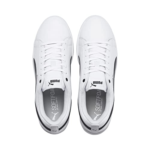 Detalle de PUMA Smash Wns V2 L para mujer: zapatillas casuales en blanco/negro, estilo urbano y cómodo ajuste