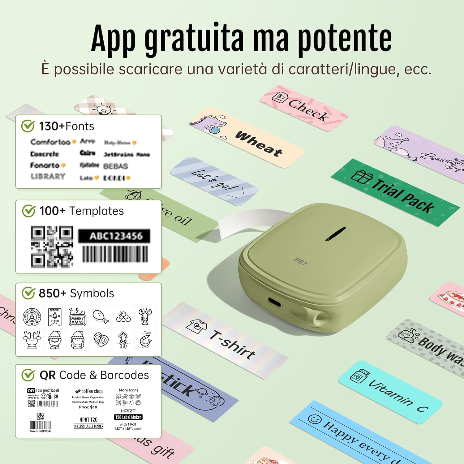 Thumbnail 3 de PRT Mini Etichettatrice Portatile: stampante termica Bluetooth per etichette in casa