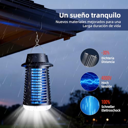Thumbnail 4 de Lámpara Antimosquitos Axeqao 4250V con UV 20W y LED, IPX4 – Protección interior y exterior