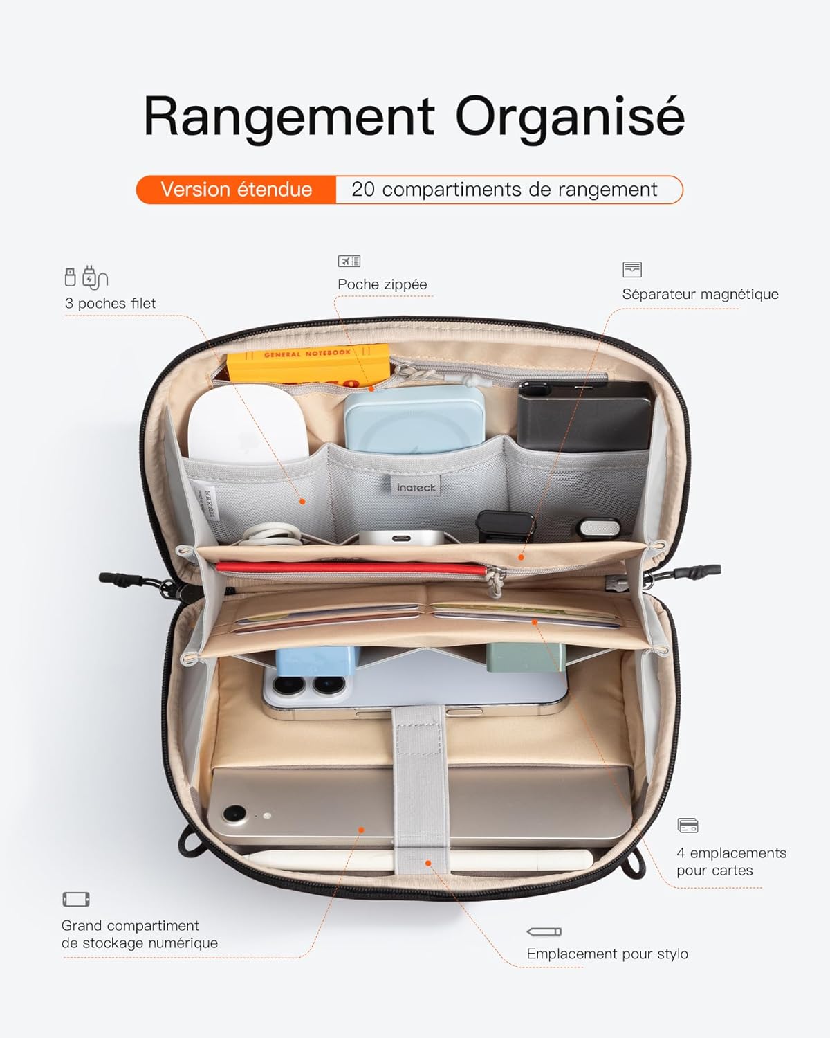 Detalle 2 de Inateck Organisateur accessoires 20 sections