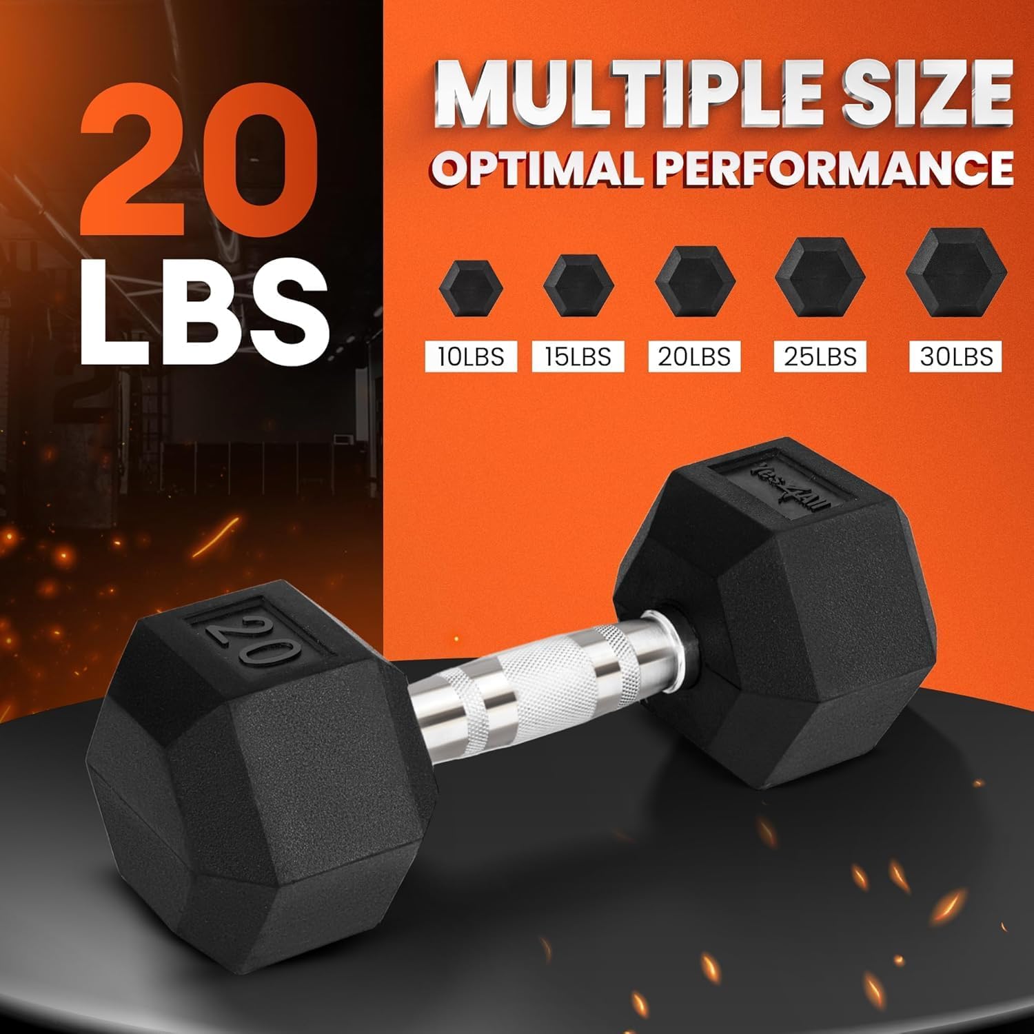 Detalle de Yes4All Hex dumbbell, rubber coating