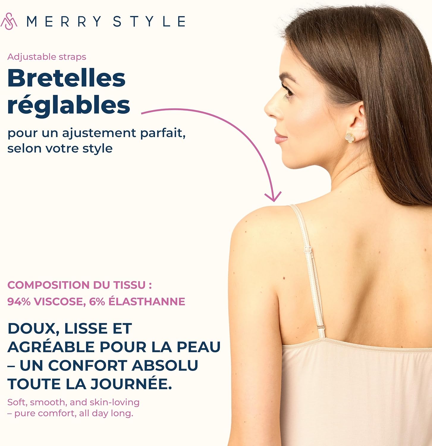 Thumbnail 3 de Merry Style Fond de Robe avec Bretelles – Lingerie fluide et confortable MS-203