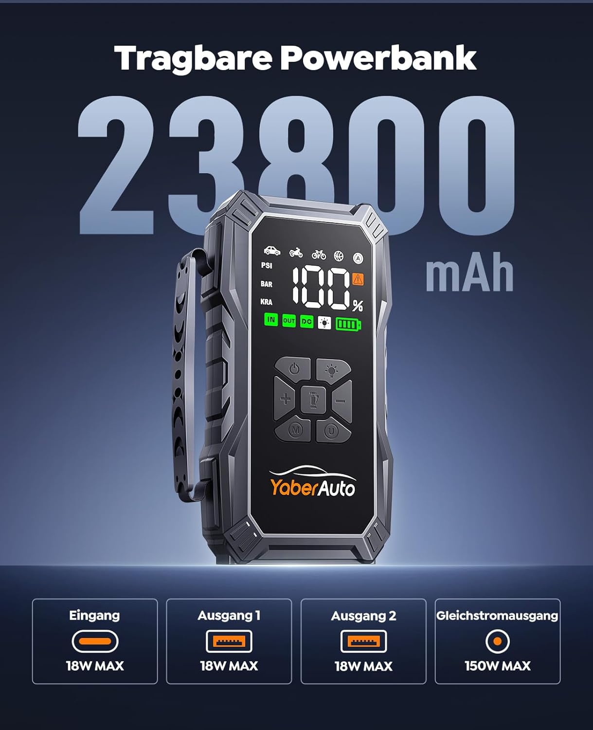 Detalle de YaberAuto Starthilfe Powerbank 23.800 mAh