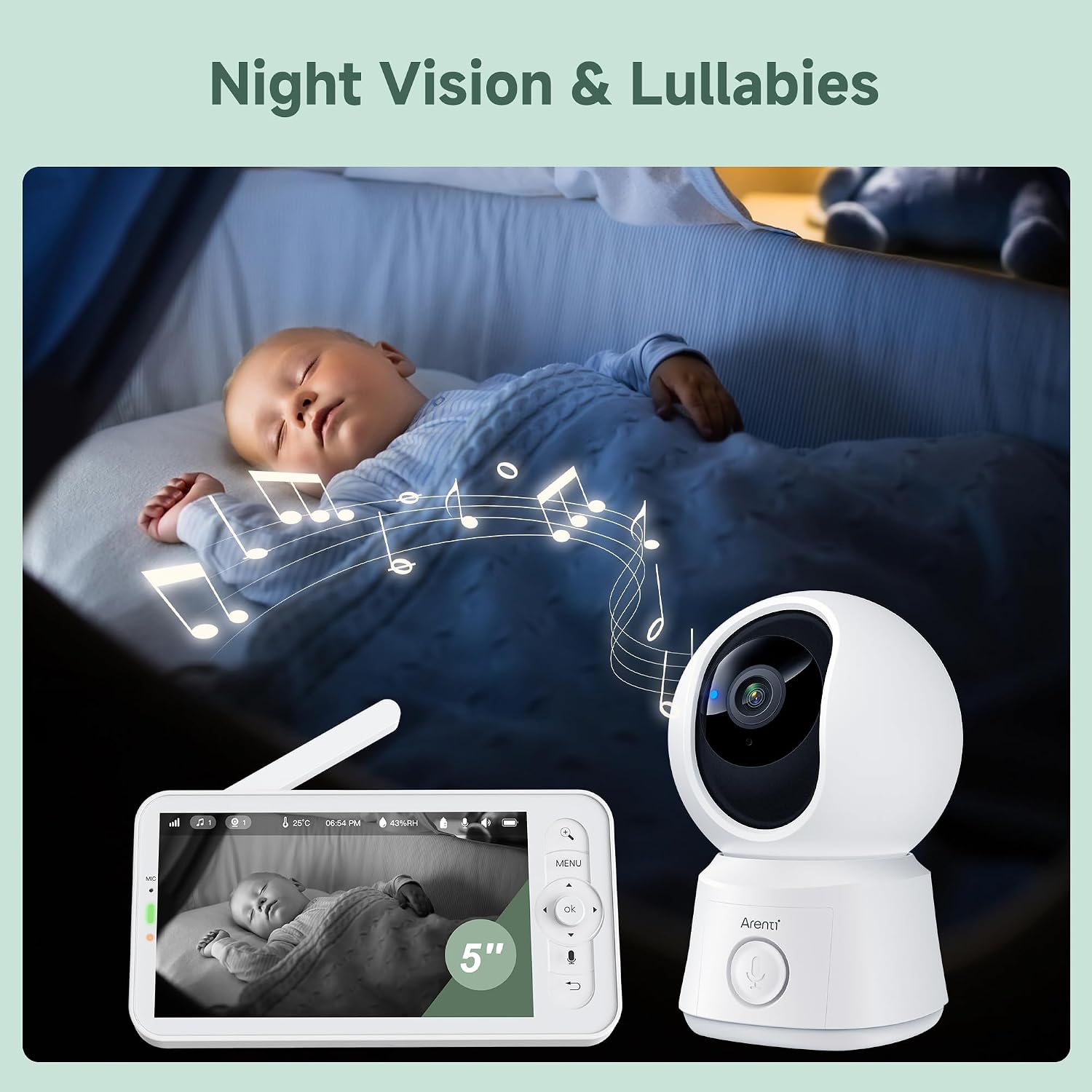 Thumbnail 2 de ARENTI 1080P Wi‑Fi Smart Baby Monitor 3350mAh 👶🏻