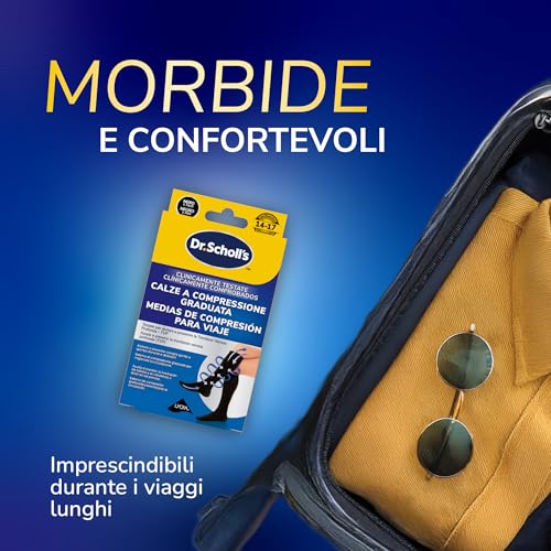 Detalle de Dr. Scholl’s Flight Socks: Calze a compressione graduata 14-17 mmHg (EU 40-44) per viaggi