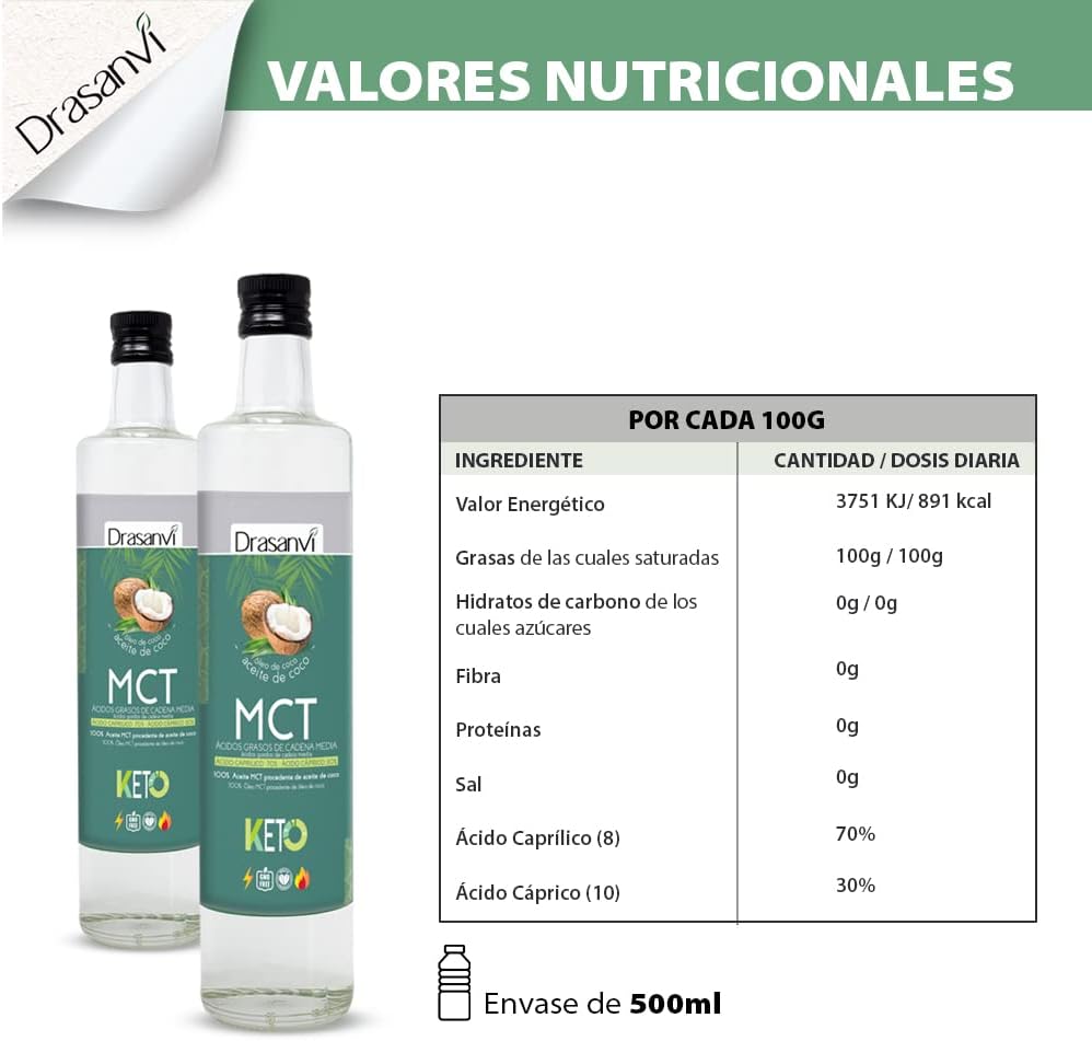 Thumbnail 4 de DRASANVI Aceite MCT Coco 🥥 Energía rápida y saciante, 1000 ml
