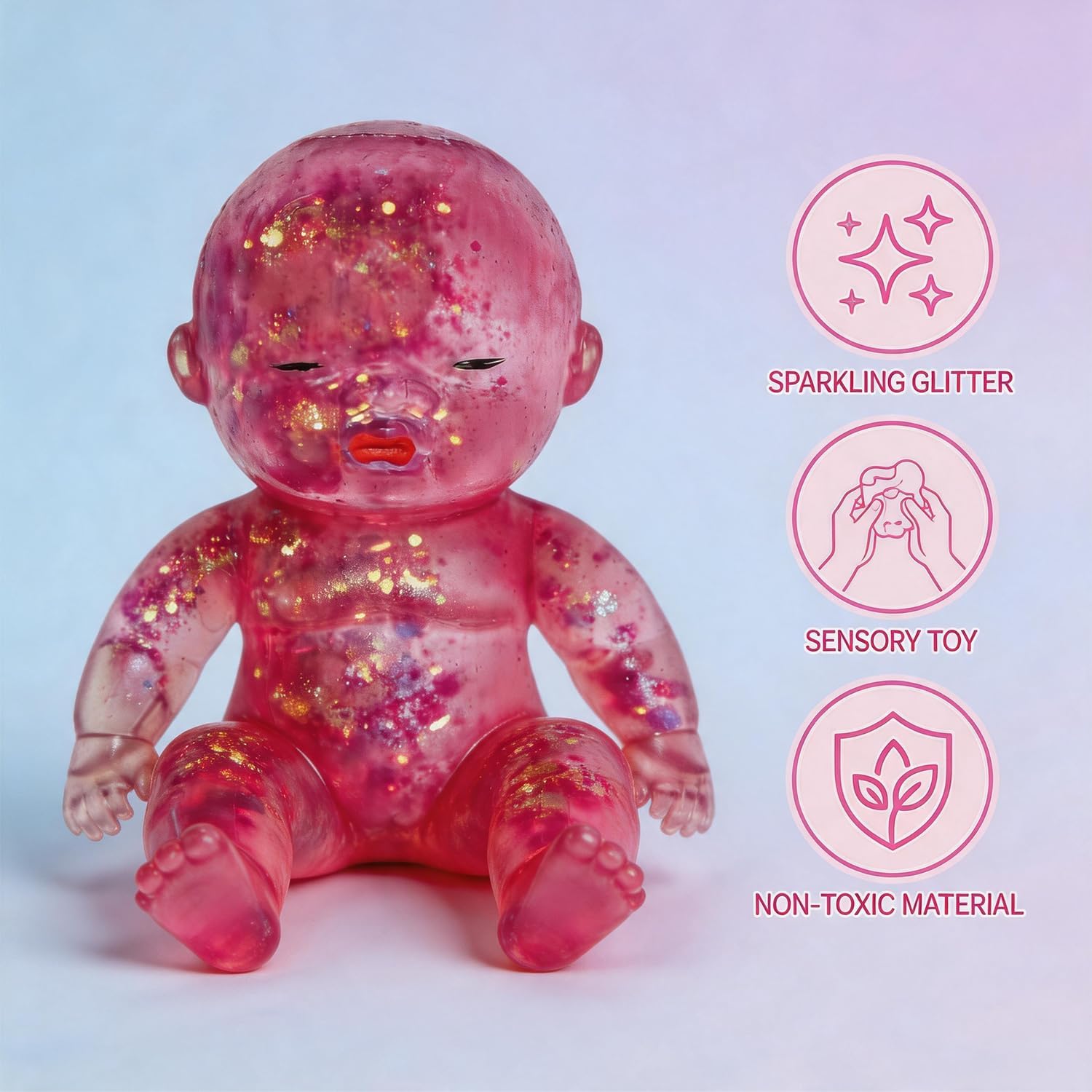 Detalle 2 de VSFPLM Glitter Doll Squishy Stress Ball, Purple Slow-Rebound Sensory Fidget