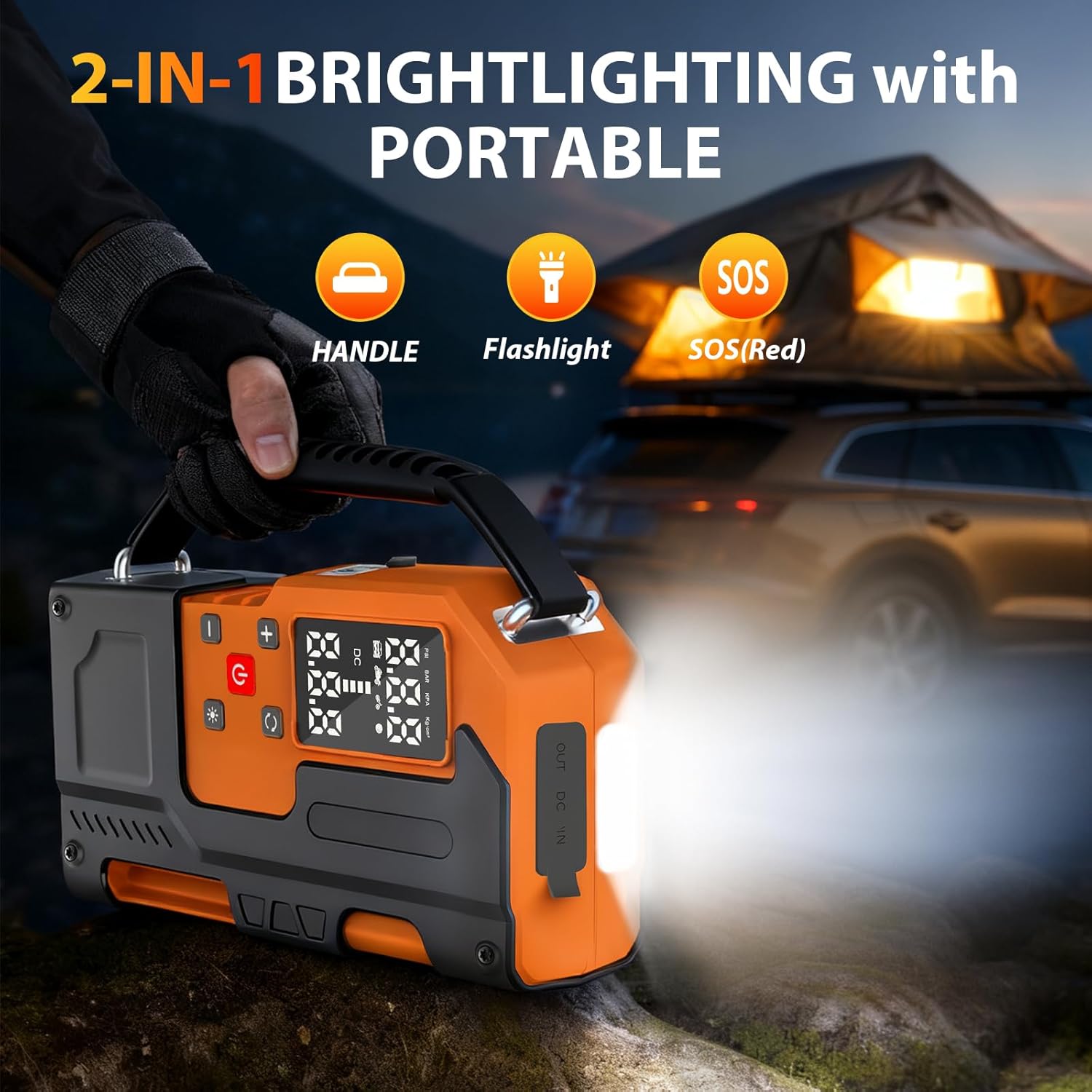 Detalle 2 de 5000A Jump Starter Power Pack with 150 PSI Tyre Inflator – 10000mAh Car Battery Booster