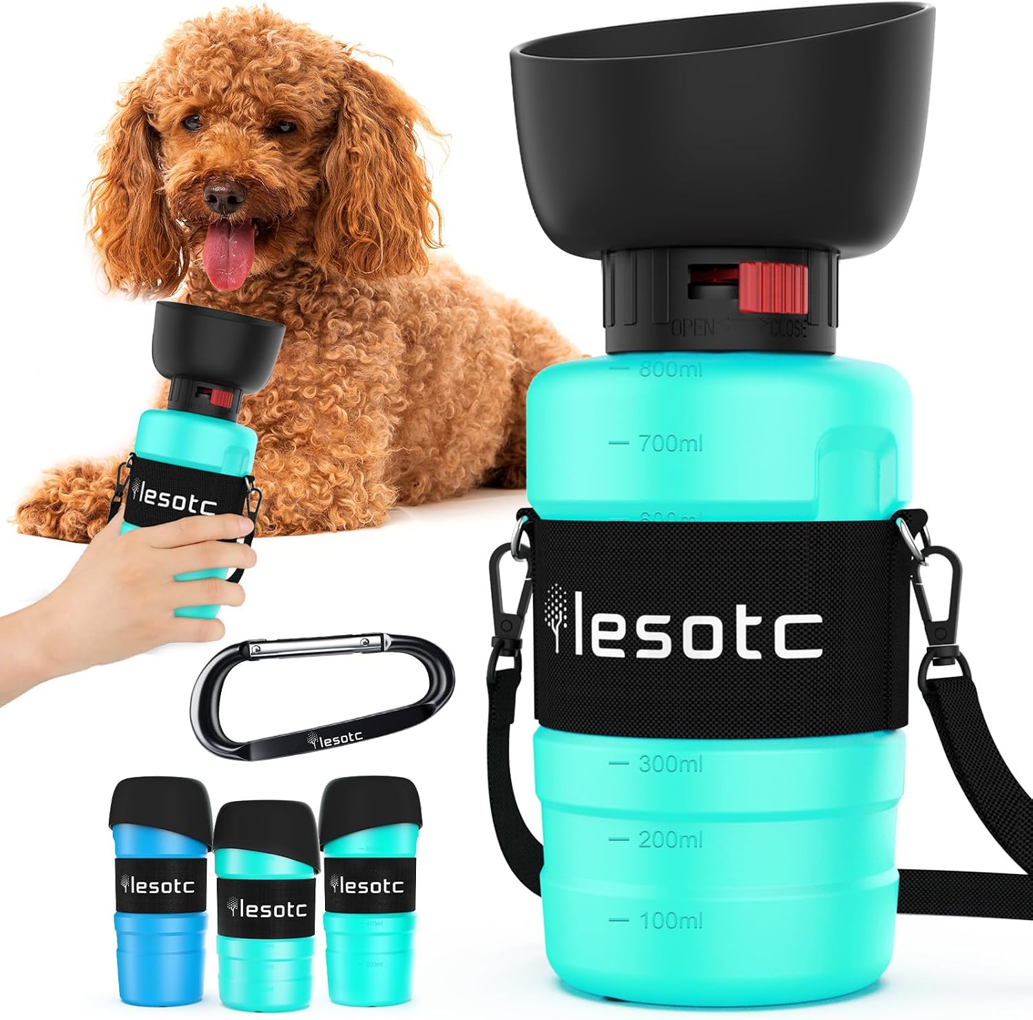 Detalle de lesotc 800 ml Hundetrinkflasche unterwegs