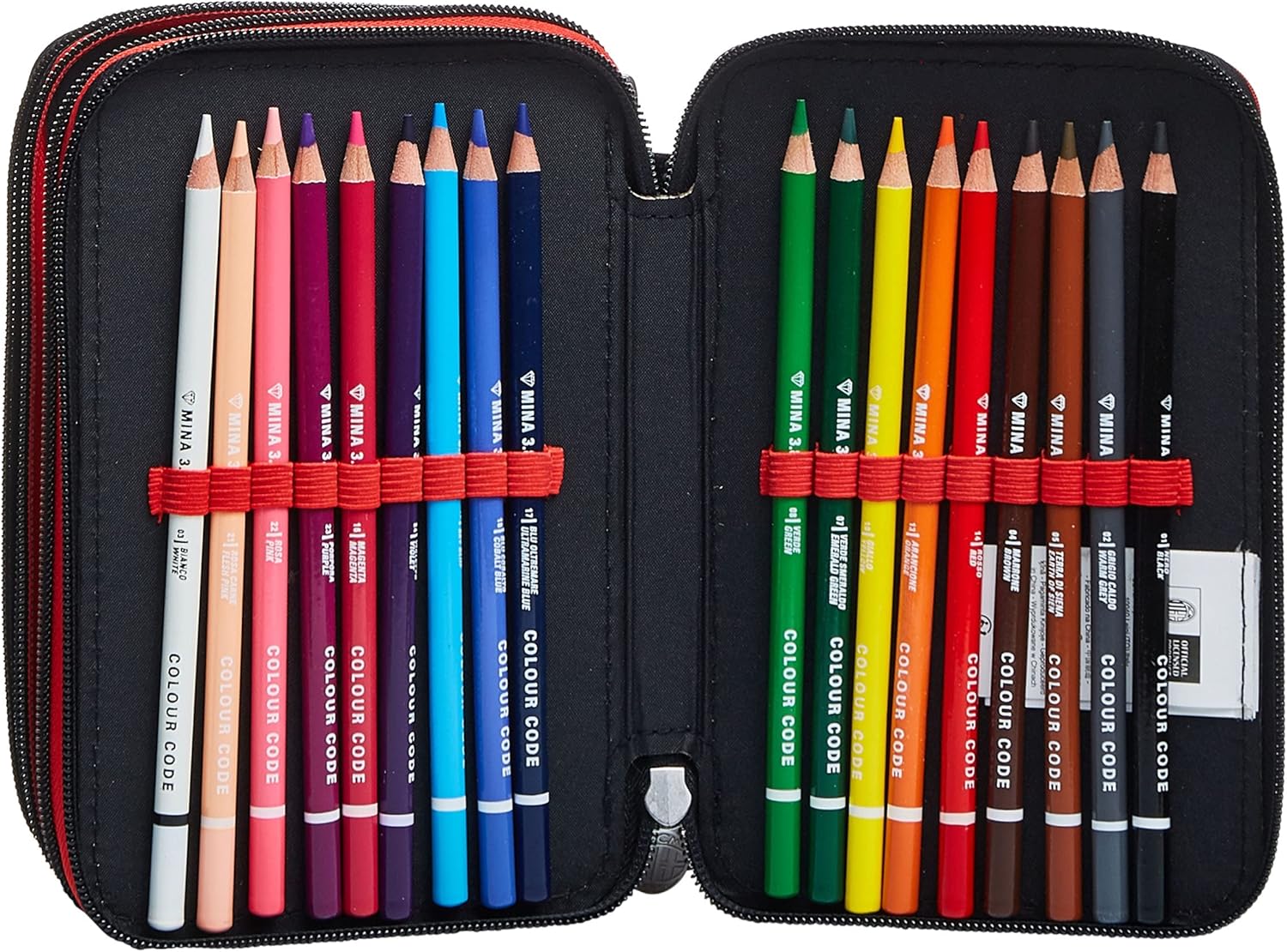 Thumbnail 3 de Seven Milan Winners Club: Étui tricolore 3 compartiments - Rouge et Noir, complet avec stylos et crayons