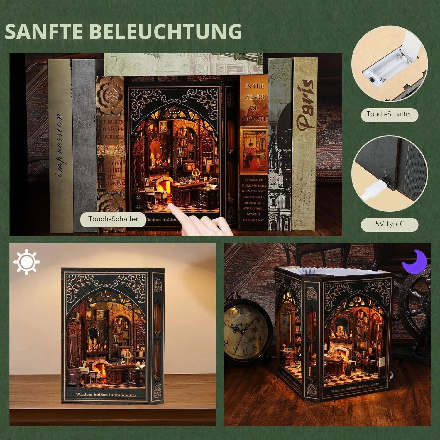 Detalle 2 de NookMaster Book Nook Kit mit LED 3D