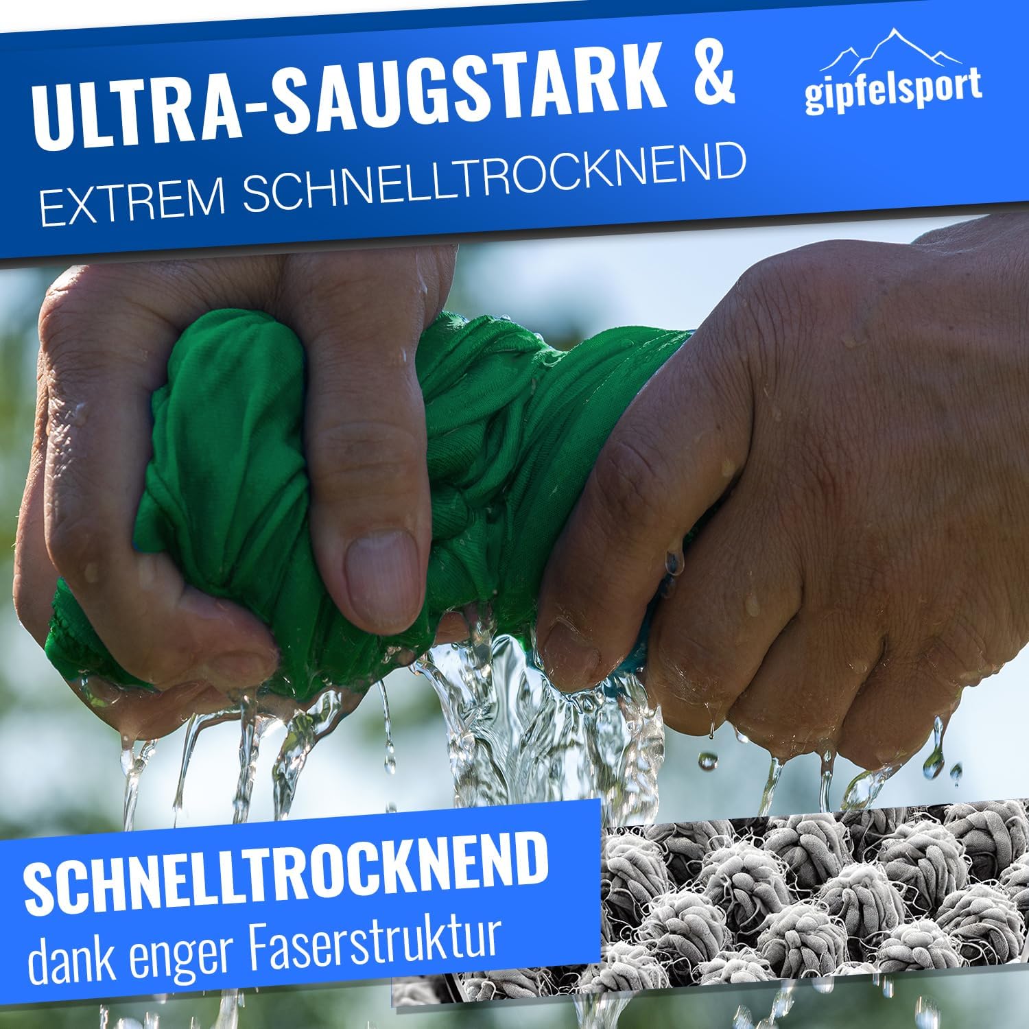 Thumbnail 3 de Gipfelsport Mikrofaser Handtuch Set – XL 180x80 cm, Grün, für Sauna, Fitness & Strand