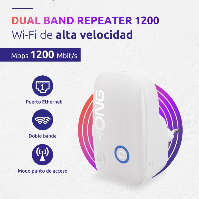 Detalle de Strong Repeater 1200, repetidor WiFi 5 de doble banda y hasta 1200 Mbps