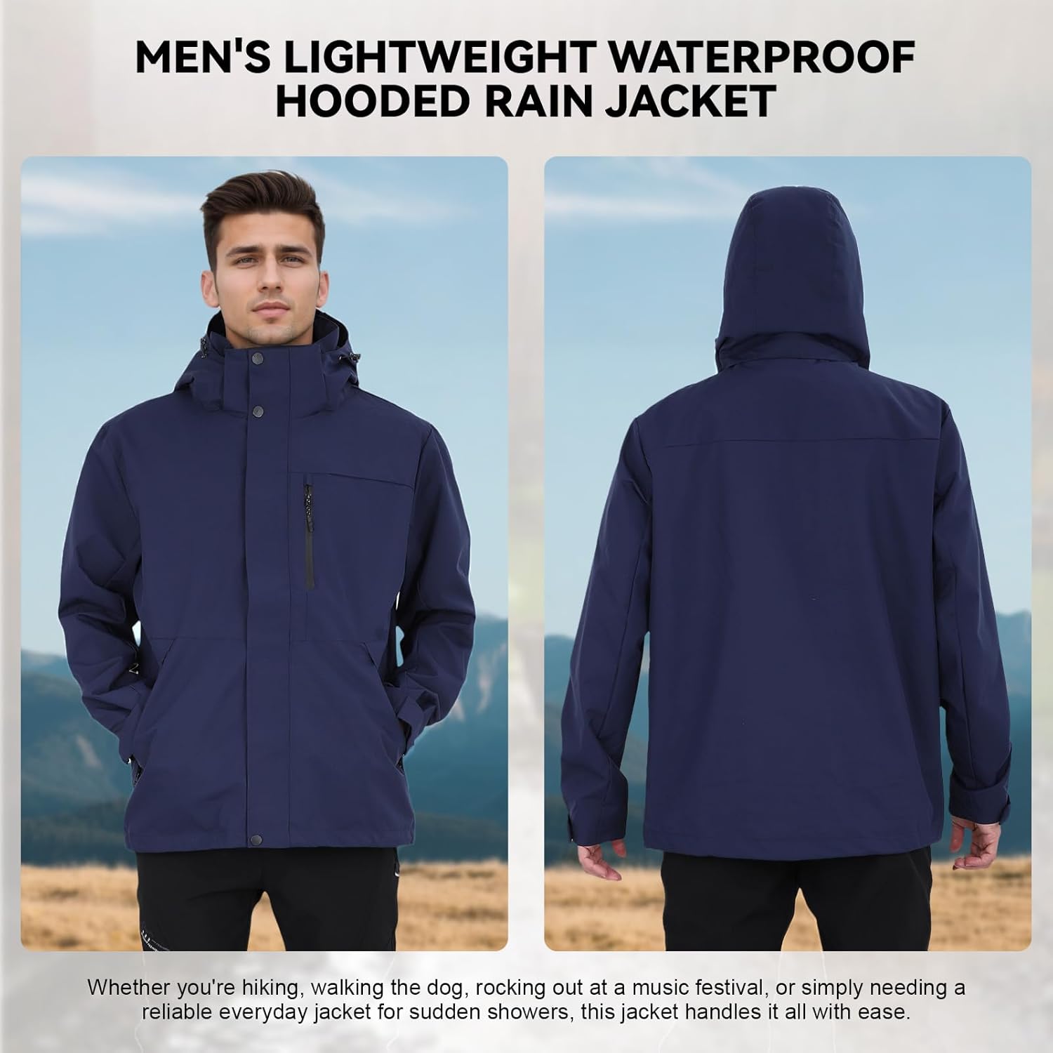 Detalle de Ynport Crefreak Vestes Imperméable Légère pour Homme – Manteau de pluie outdoor, coupe-vent pour randonnée et trekking