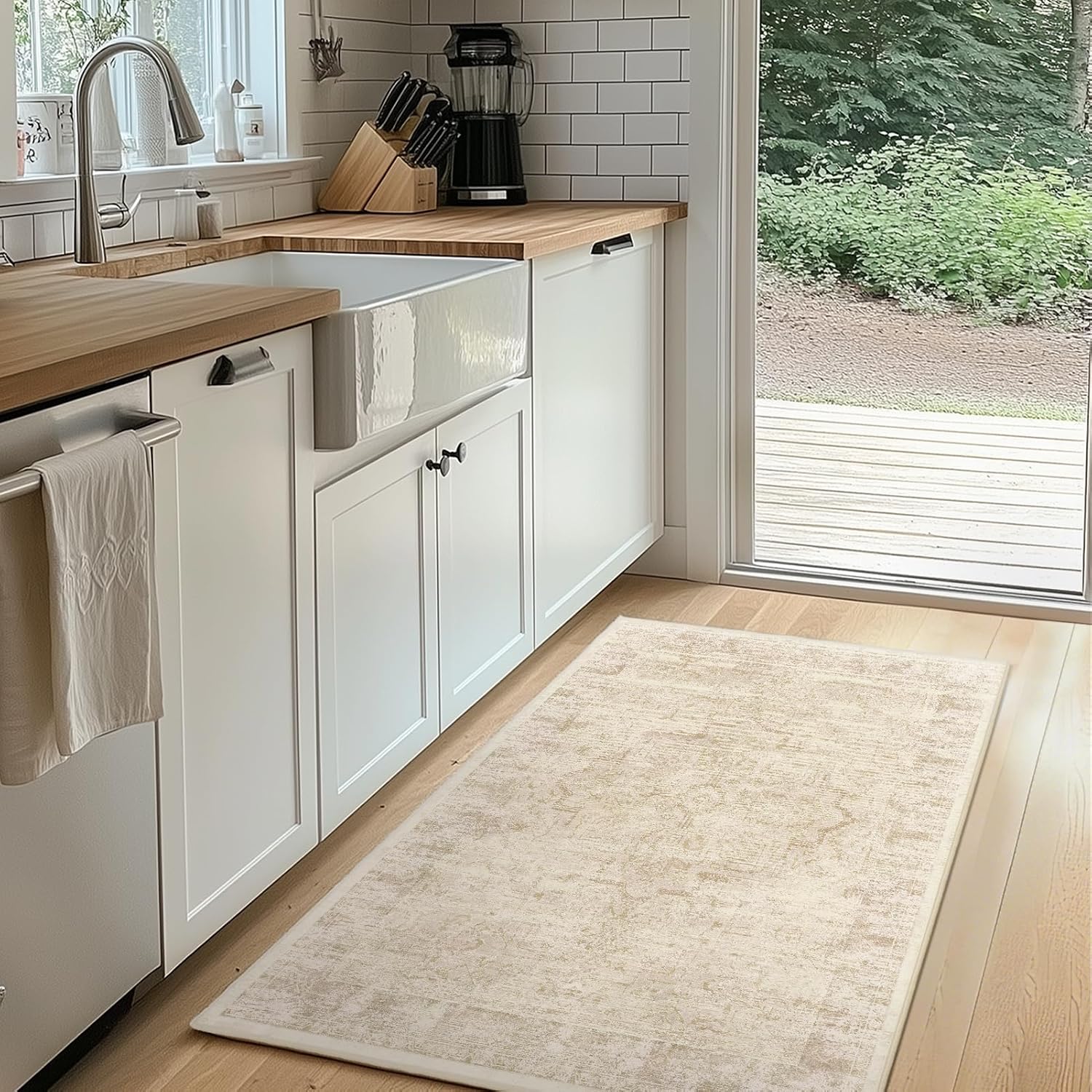 Detalle de Jainmy Distressed Beige Kitchen Rug 2x3