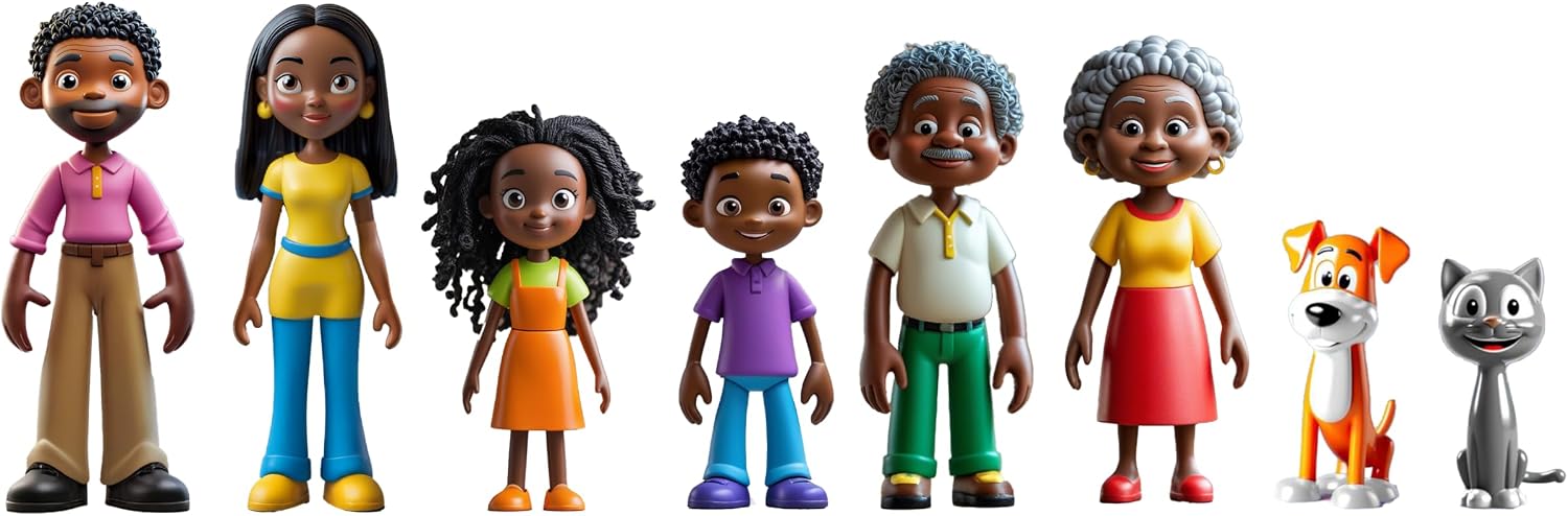 Detalle de Miniland Rodzina o ciemnej karnacji – 8 figurek do zabawy symbolicznej