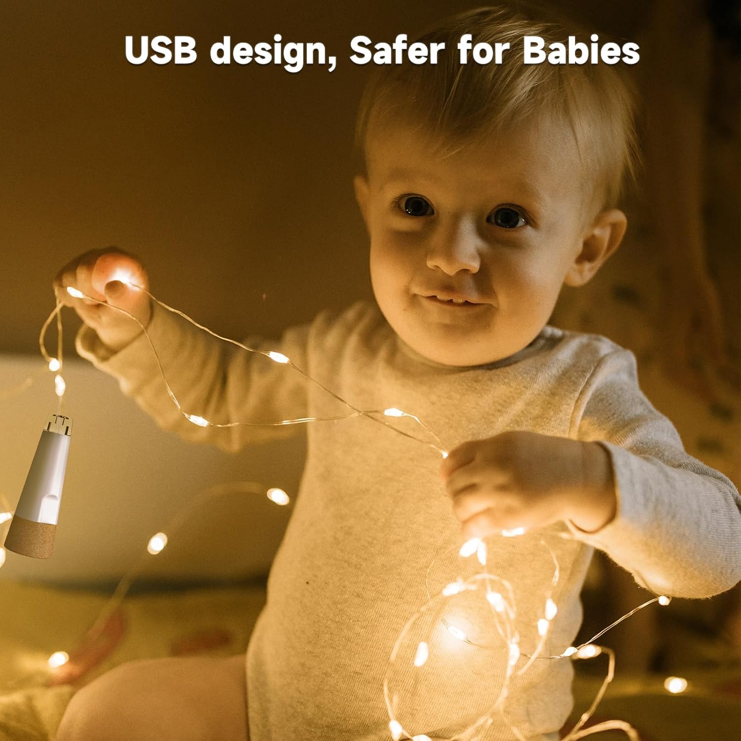 Detalle de KOBWA Luci per bottiglie con sughero: set multicolore ricaricabile USB, 16 pezzi