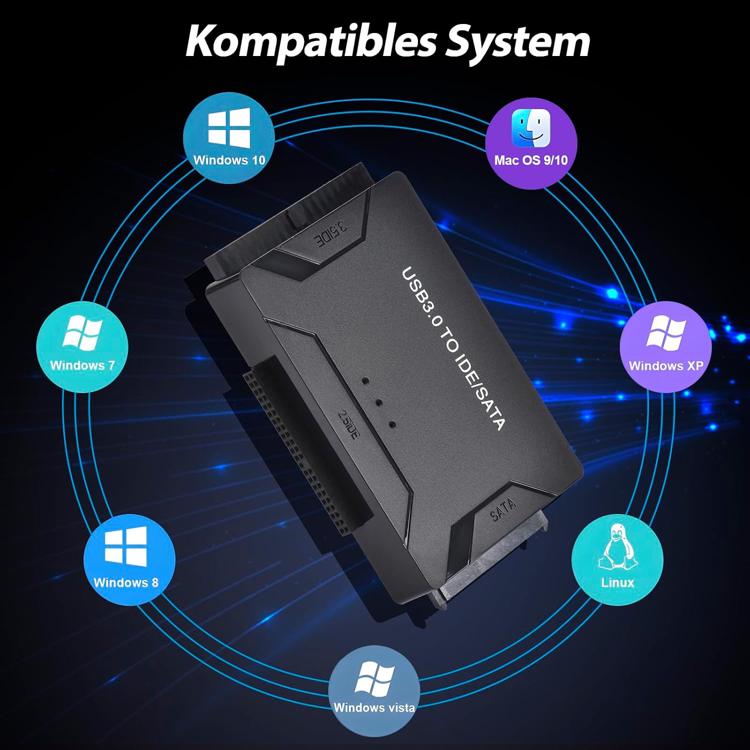 Thumbnail 3 de Amtake USB 3.0 zu IDE/SATA Festplatten Adapter – Vielseitiger Docking-Konverter mit 12V Netzteil