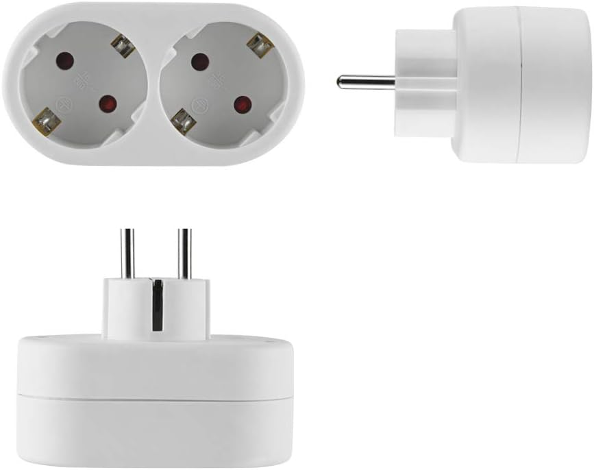Thumbnail 6 de Electraline 55072 adapter met 2 geaarde stopcontacten en Schuko-stekker