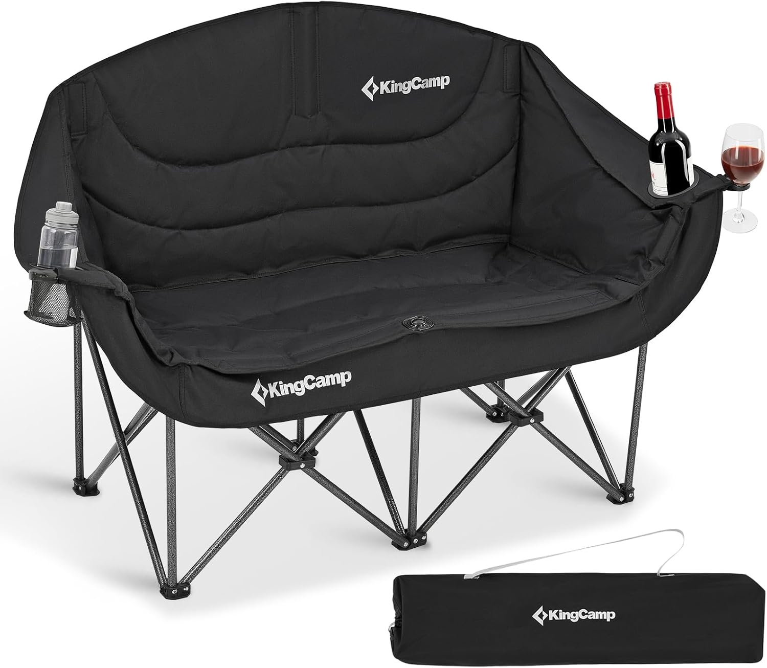 Detalle de KingCamp Double Camping Chair: Oversized, Heavy-Duty 660lbs Two-Person Folding Loveseat