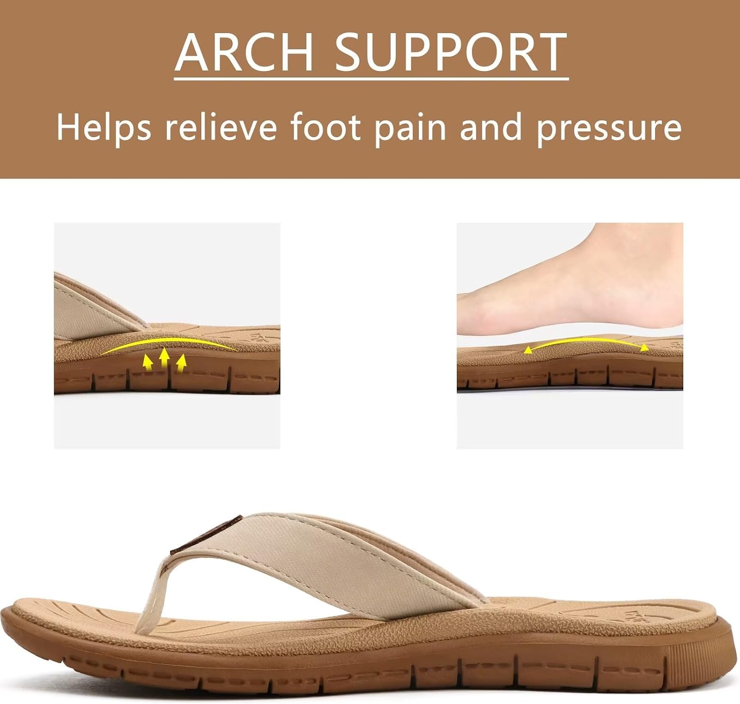 Detalle de KuaiLu Women’s Casual Flip Flops with Cushion Padding and Textured Anti-Slip Sole