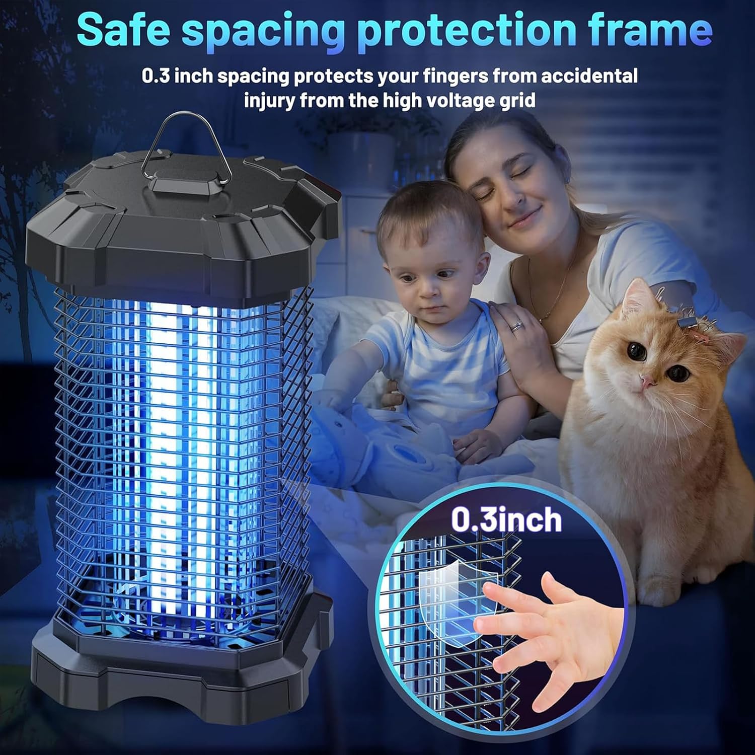 Thumbnail 3 de Jawlark Lampe Anti Moustique Électrique 4200V - Piège à Mouches Puissant 18W pour Intérieur et Extérieur