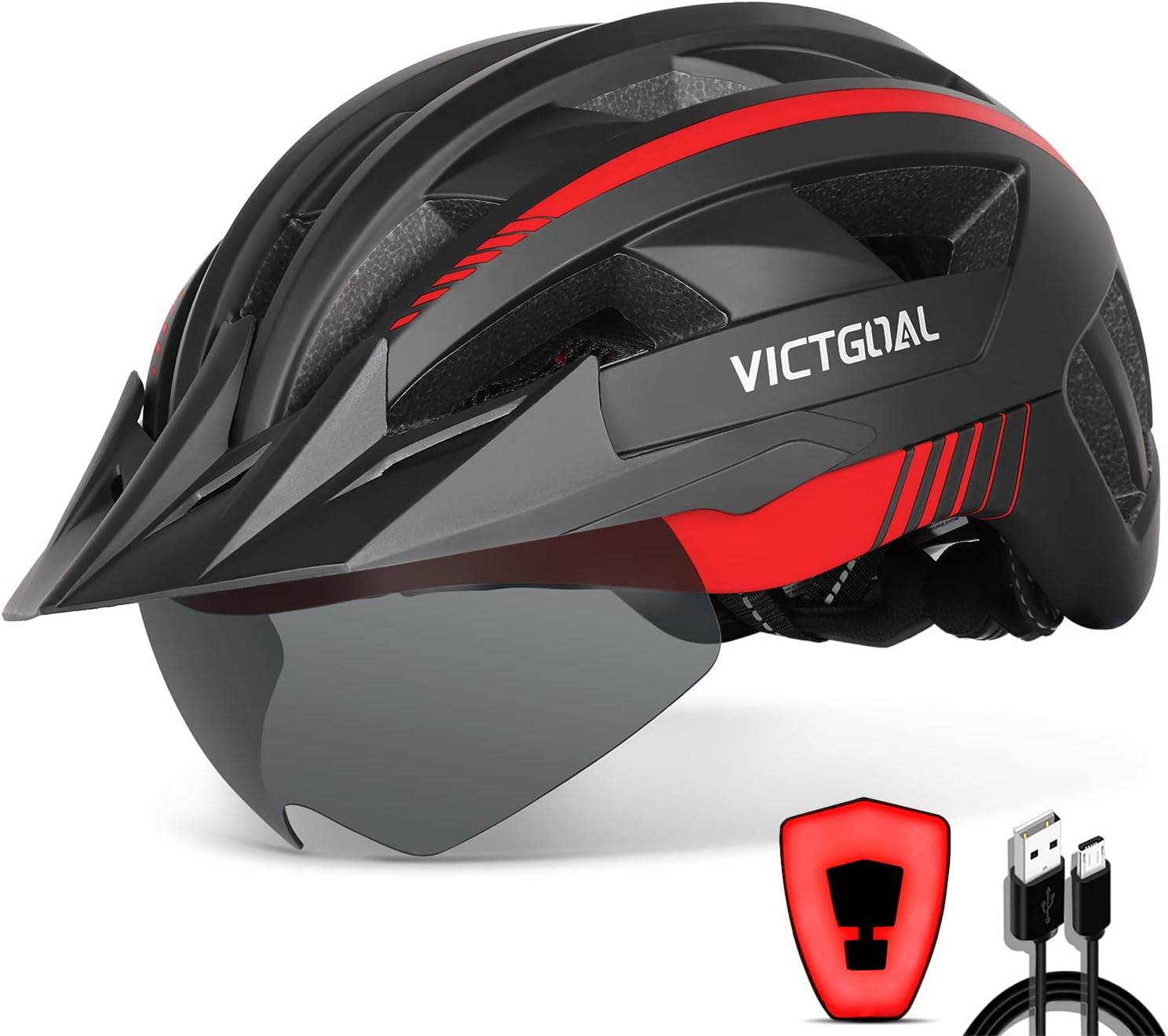 Detalle de VICTGOAL Fahrradhelm MTB Herren Damen mit Visier ⌚🎧?