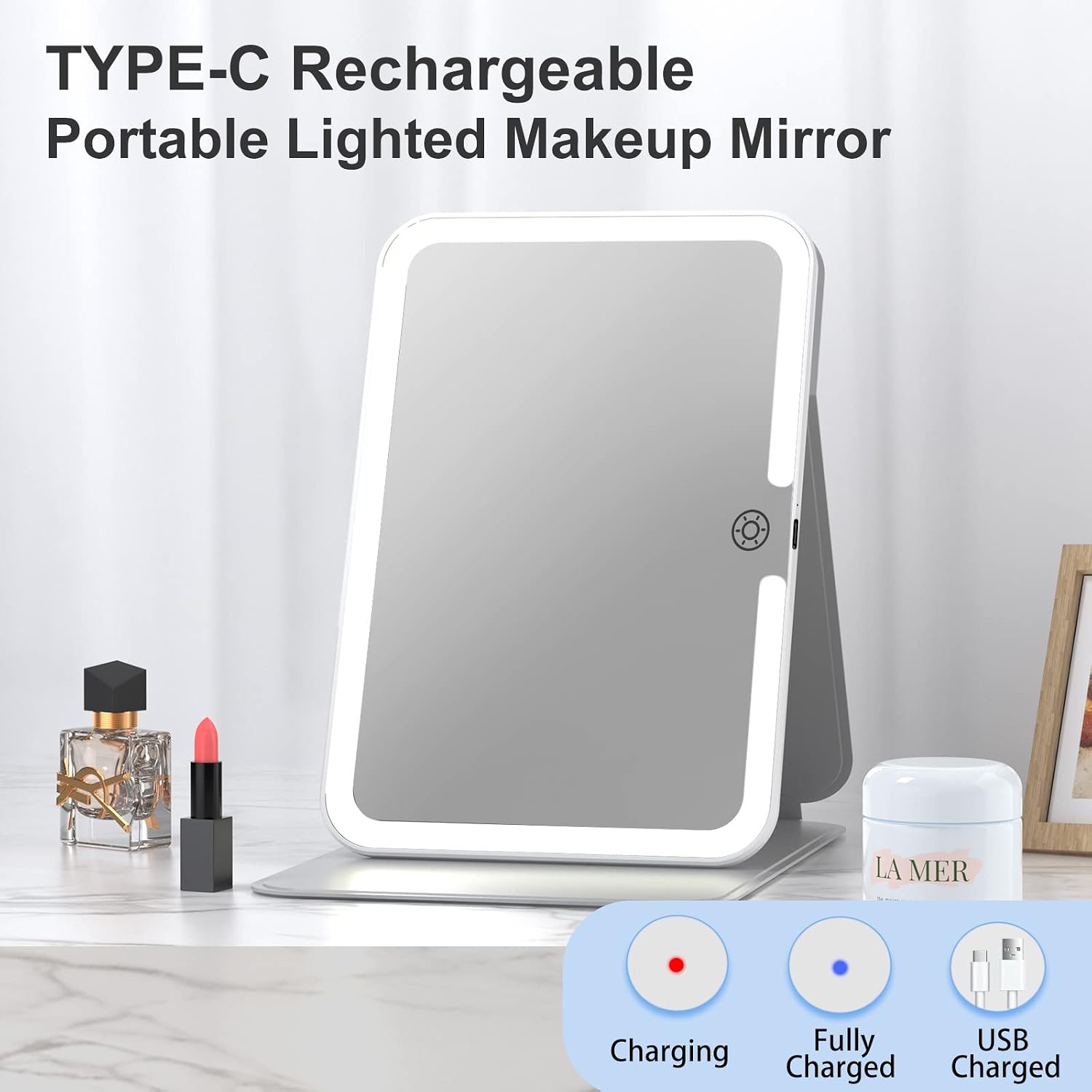 Detalle 2 de FUNTOUCH Lighted Makeup Mirror with PU Leather Cover