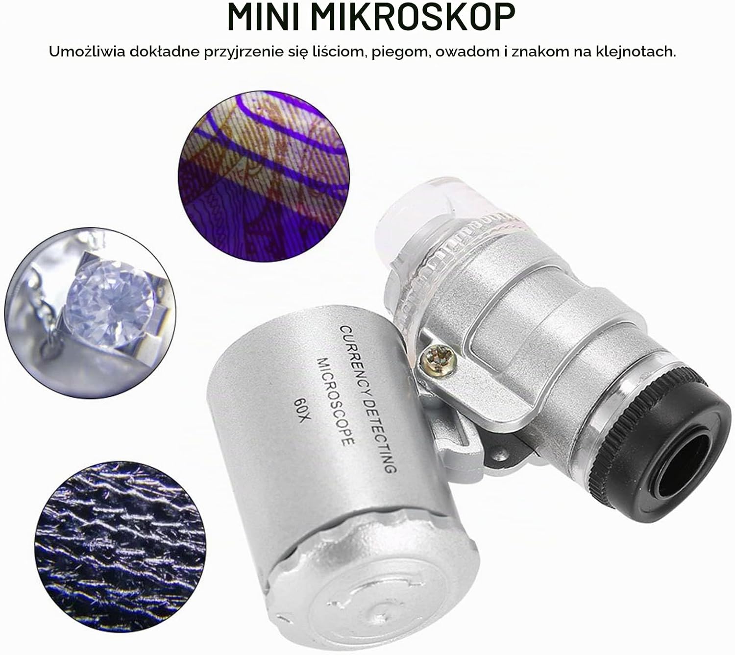 Detalle de FILFEEL FILFEELgic4pevht5 – kieszonkowy mikroskop 60× z LED i UV