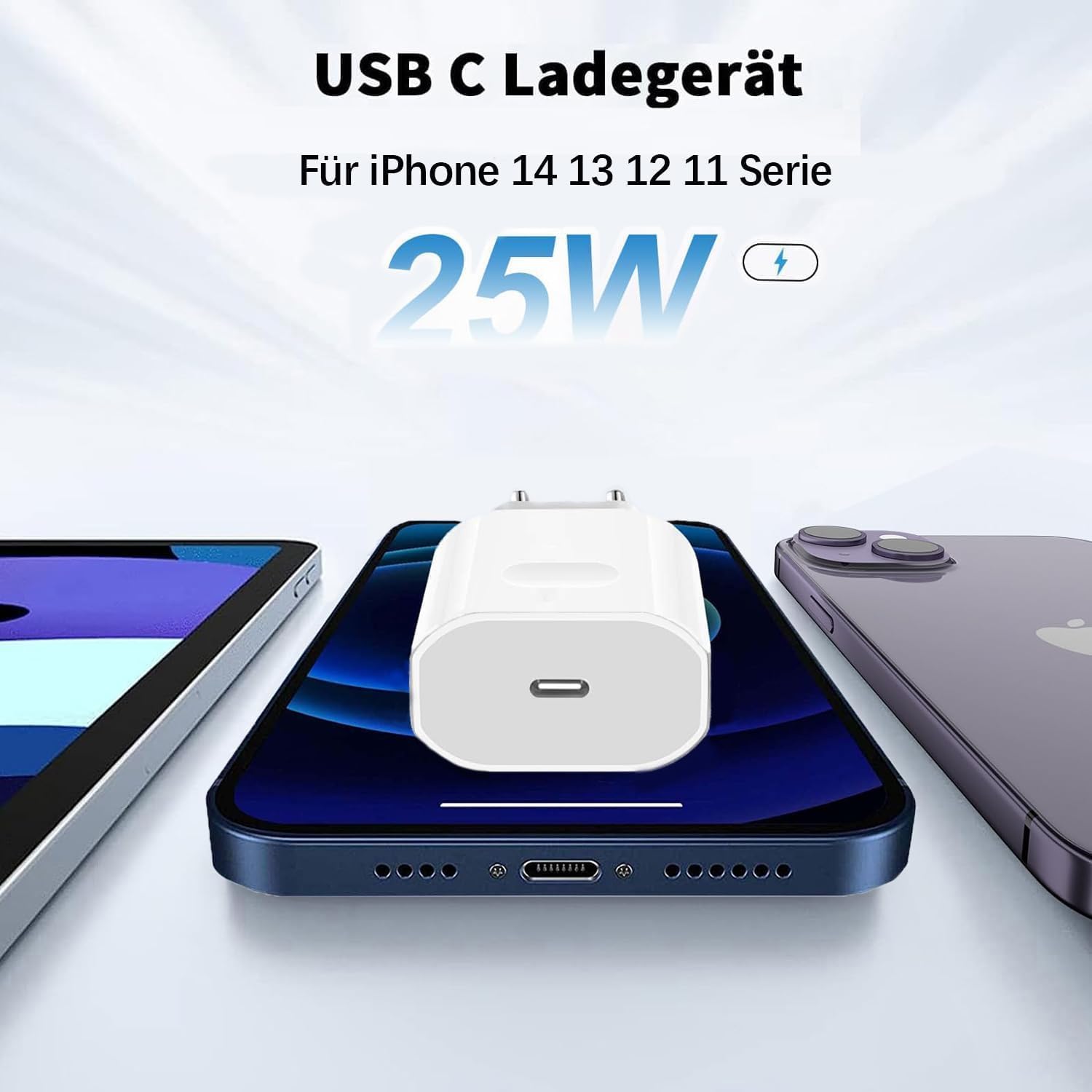 Thumbnail 1 de iPhone Schnellladegerät 25W USB-C Ladegerät mit 2M Kabel