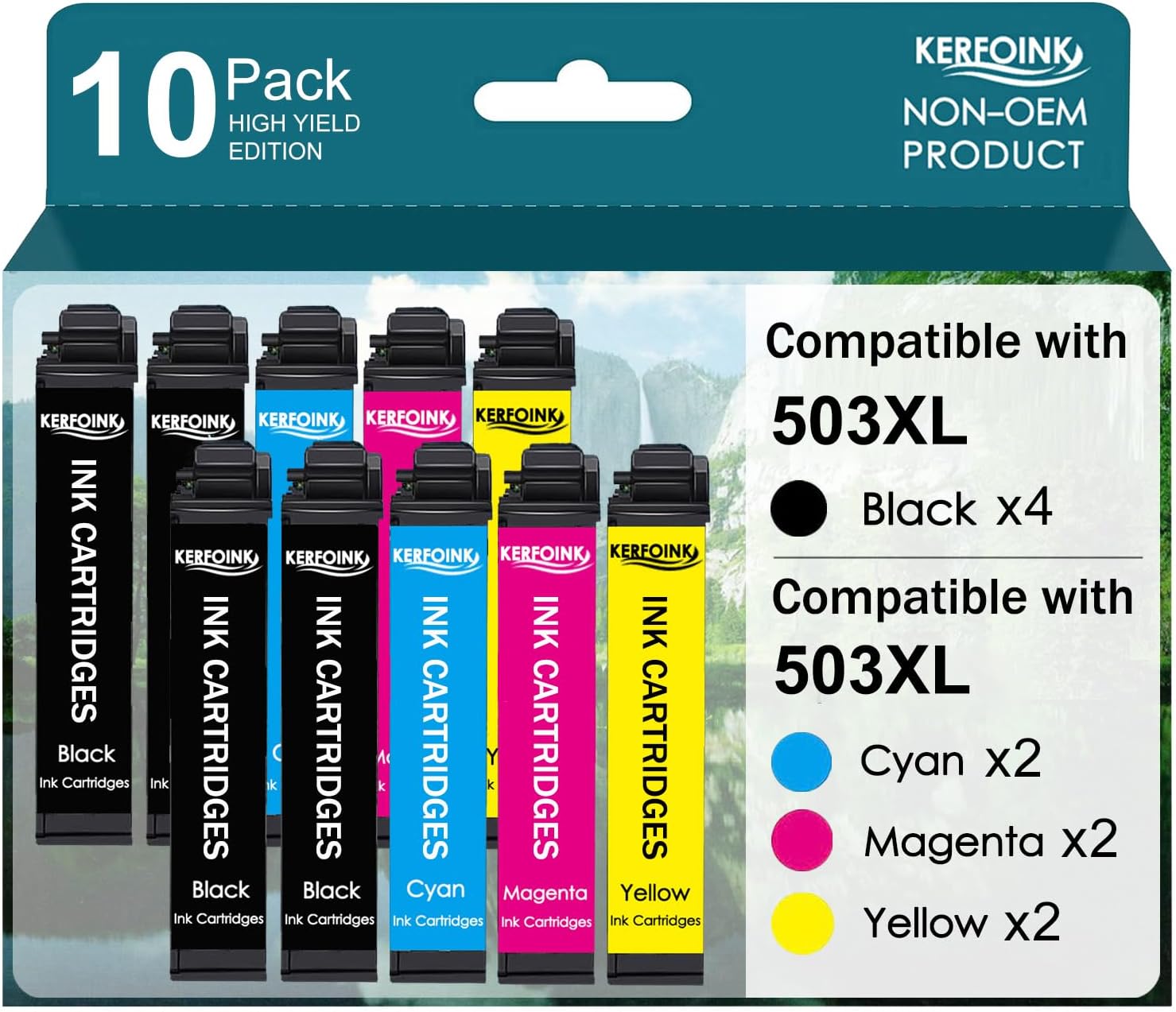 Detalle de 503XL Multipack Druckerpatronen kompatibel mit Epson – 10er-Pack (Schwarz, Cyan, Magenta, Gelb) für XP-5200/5205 und WF-2960/2965DWF