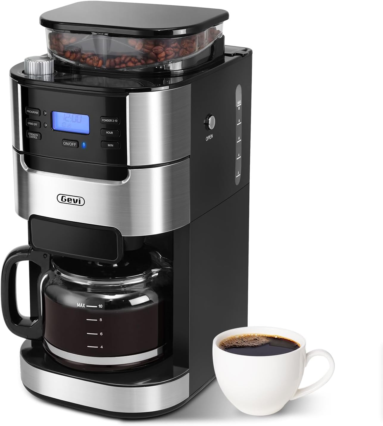 Detalle de Gevi 10-Cup Drip Coffee Maker with Grinder