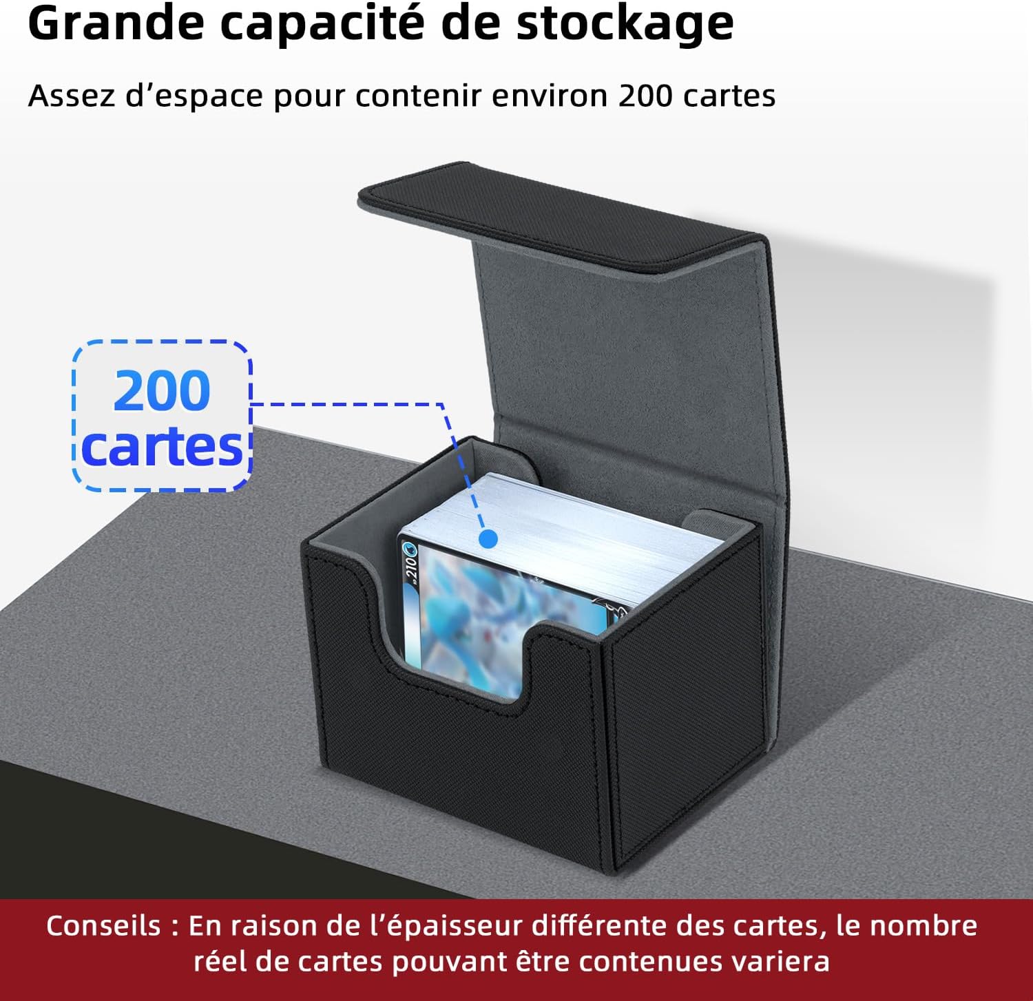 Thumbnail 3 de Mcbazel Boîte de rangement MTG en cuir PU noir pour 100+ cartes à manches simples