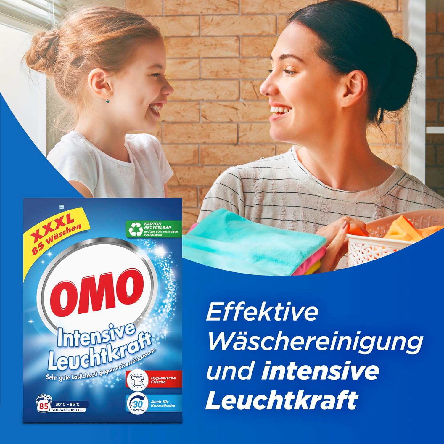 Detalle 2 de Omo Waschpulver XXXL Vollwaschmittel – intensive Leuchtkraft und hygienische Frische